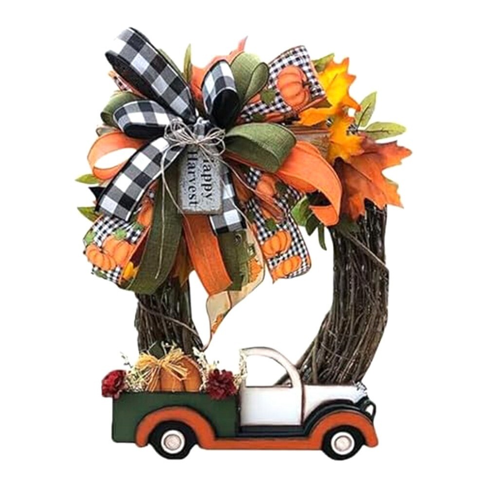 Wreath Thanksgiving Front Door, Winter Autumn Decoration Welcome Sign  L1I29838