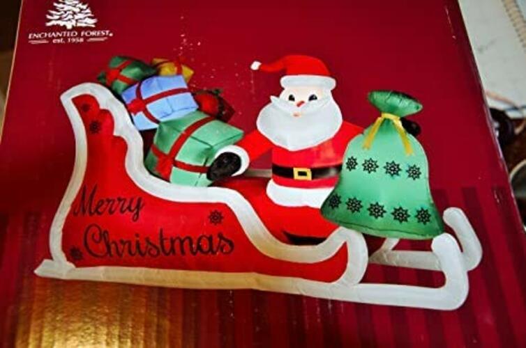 Bosque encantado Navidad inflable Papá Noel en trineo vacaciones patio césped