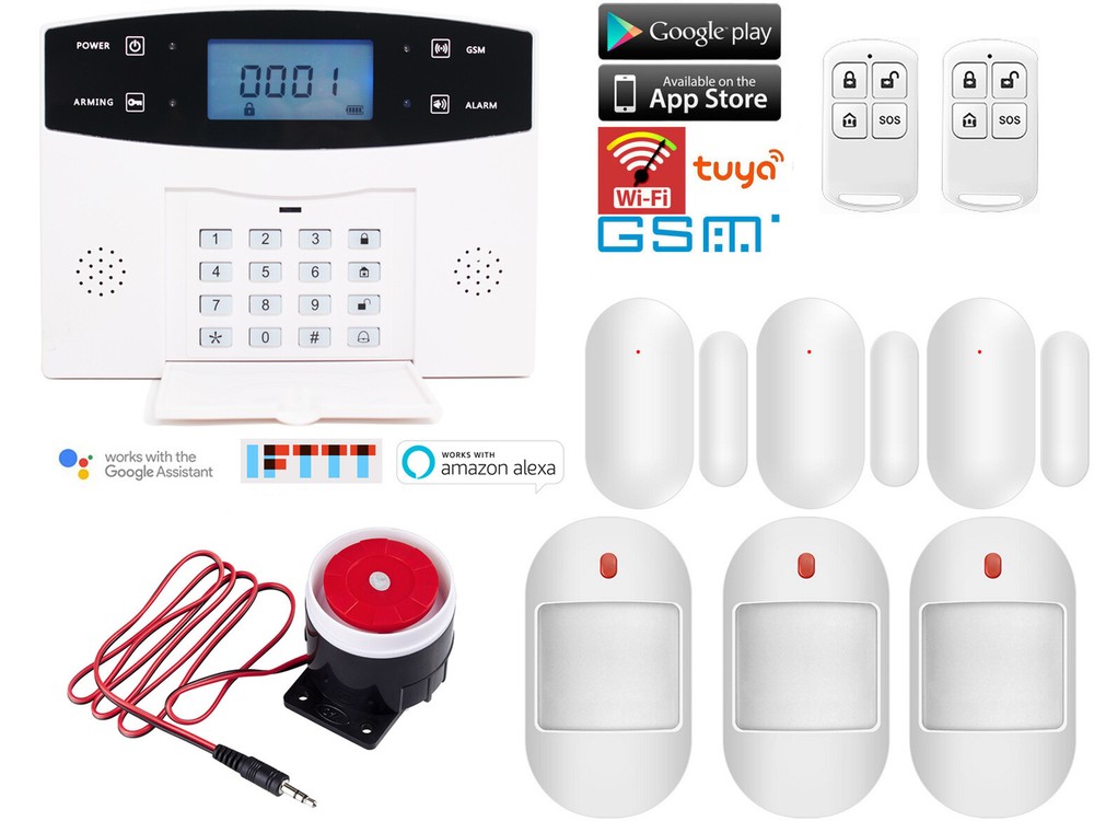 B22 Tuya WiFi APP GSM Wireless Home Security Alarm System+Alexa+Google Assistant