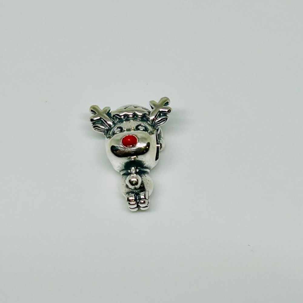 Pandora Red Nose Reindeer Rudolph Santa Hat Christmas Charm  