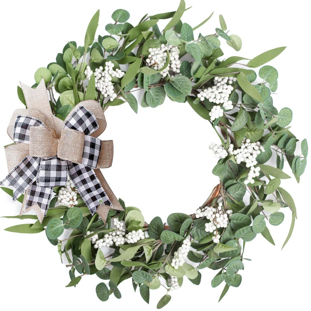 20-Inch Artificial Eucalyptus Wreath for Front Door or Window Decor