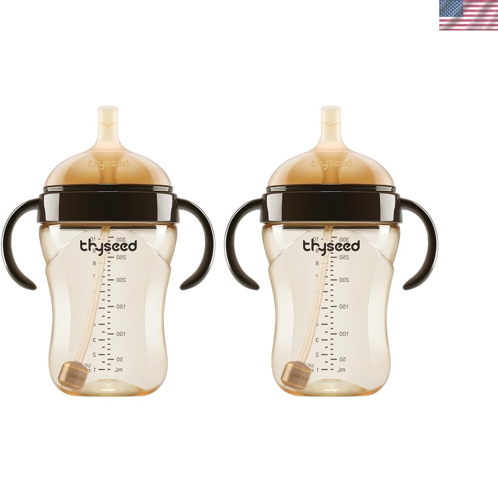 PPSU Weighted Straw Cup with Handles Toddlers Transition Bottles to Sippy Cup...