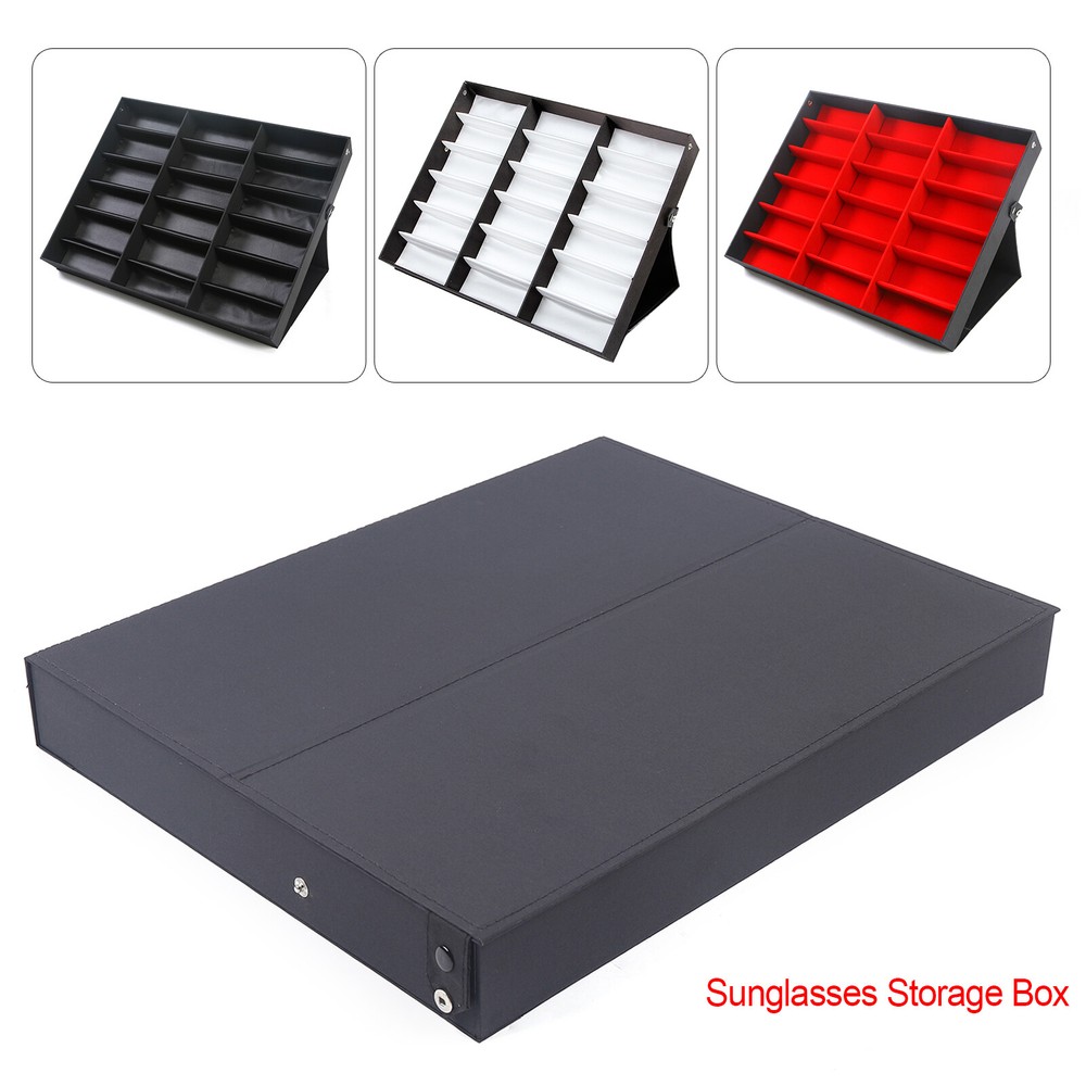 18-Grid Covered Glasses Display Storage Case Box for Eyeglasses and Sunglasses