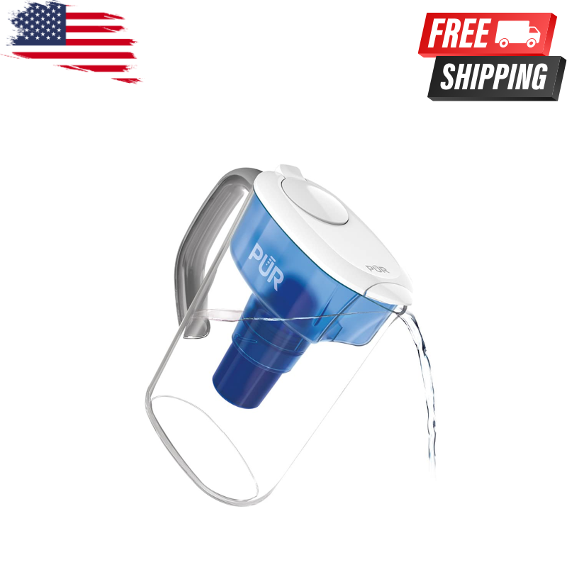 Water Filter Pitcher 7 Cup Purifier Filtration System W/ Replacement Filter BFA