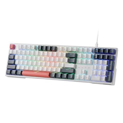 K668 RGB Gaming Keyboard with 104 Keys, 4 Hotkeys, and Red Switch for Enhanced Play