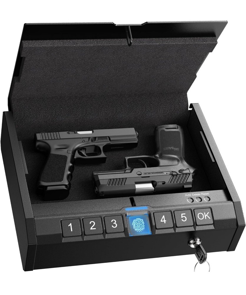 Biometric Gun Safe for Pistols,Handgun,Rifle, Fingerprint Access,Key Pad,Gun box-image