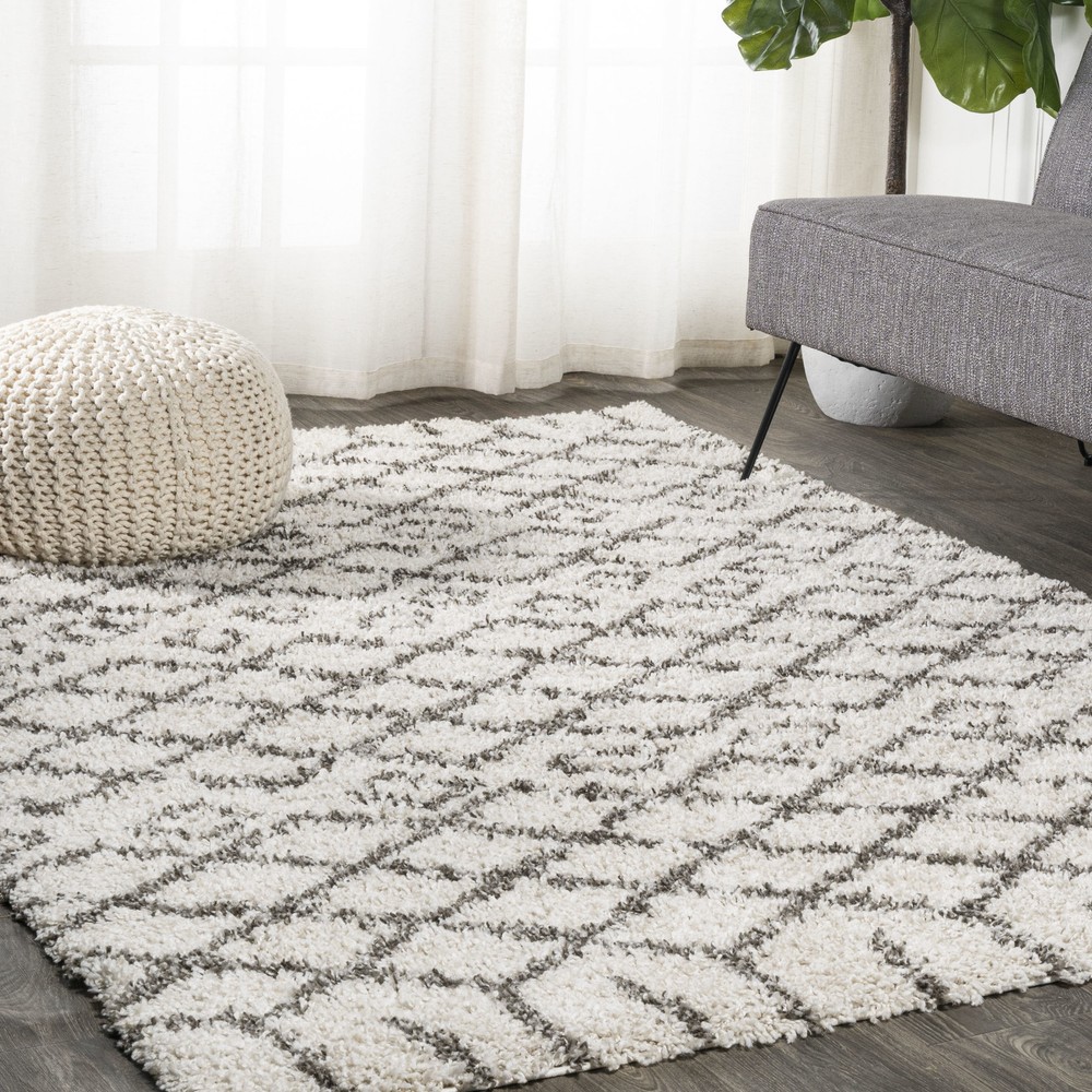 Jonathan Y Shaggy 3x5 London Rug in Beige & Dark Gray