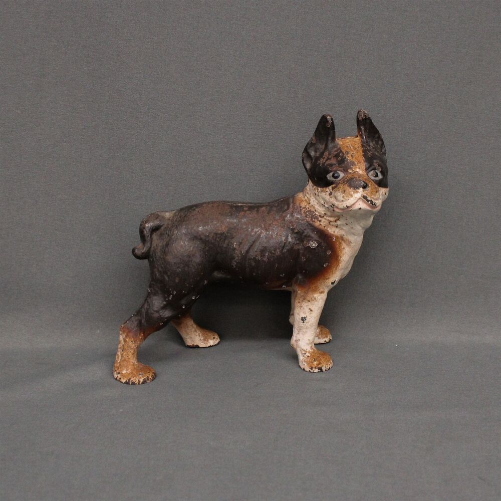 Cast Iron Boston Terrier Bulldog Miniature Dog Bank Original