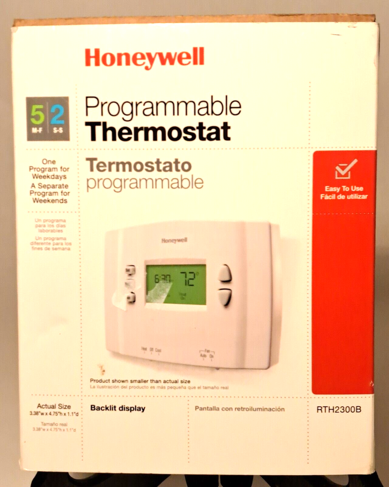 Honeywell Weekday/end Programmable Thermostat Backlit Display RTHL2310B - NEW