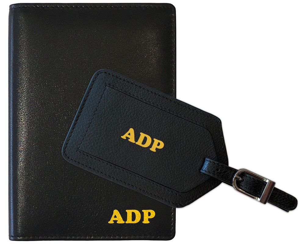 Monogrammed Leather RFID Passport Wallet with Luggage Tag-image