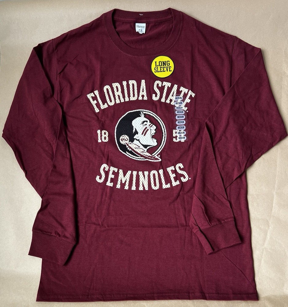 Mens Florida State Seminoles FSU Long Sleeve T-Shirt NWT Garnet & Gold
