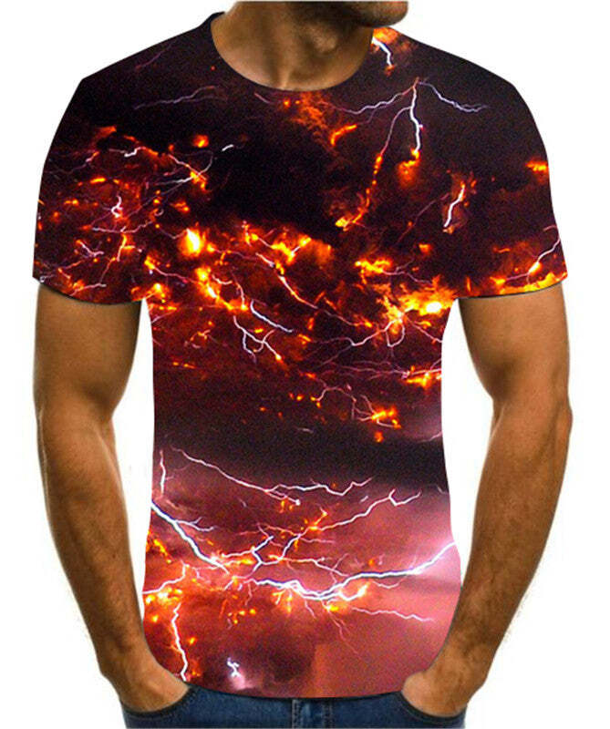 Men's 3D Printed T-shirt Lightning Men Casual T-shirt