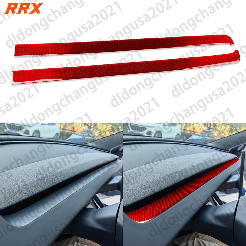 Red Carbon Fiber Dashboard Air Vent Panel Cover For Tesla Model 3 Highland 2023+