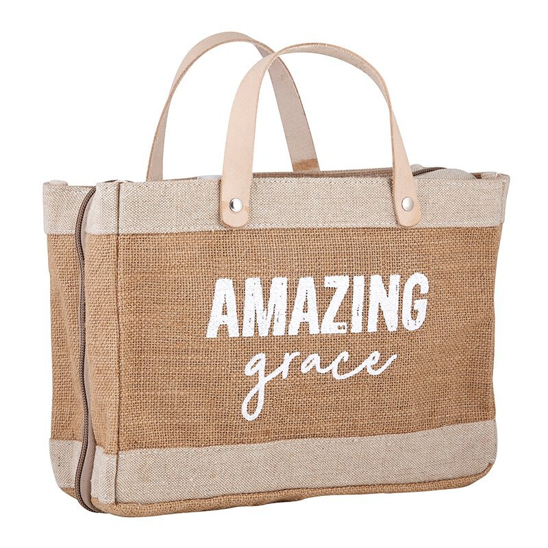 Bible Cover Tote Genuine Leather Handles Bibles Covers, Amazing Grace, Pack of 2