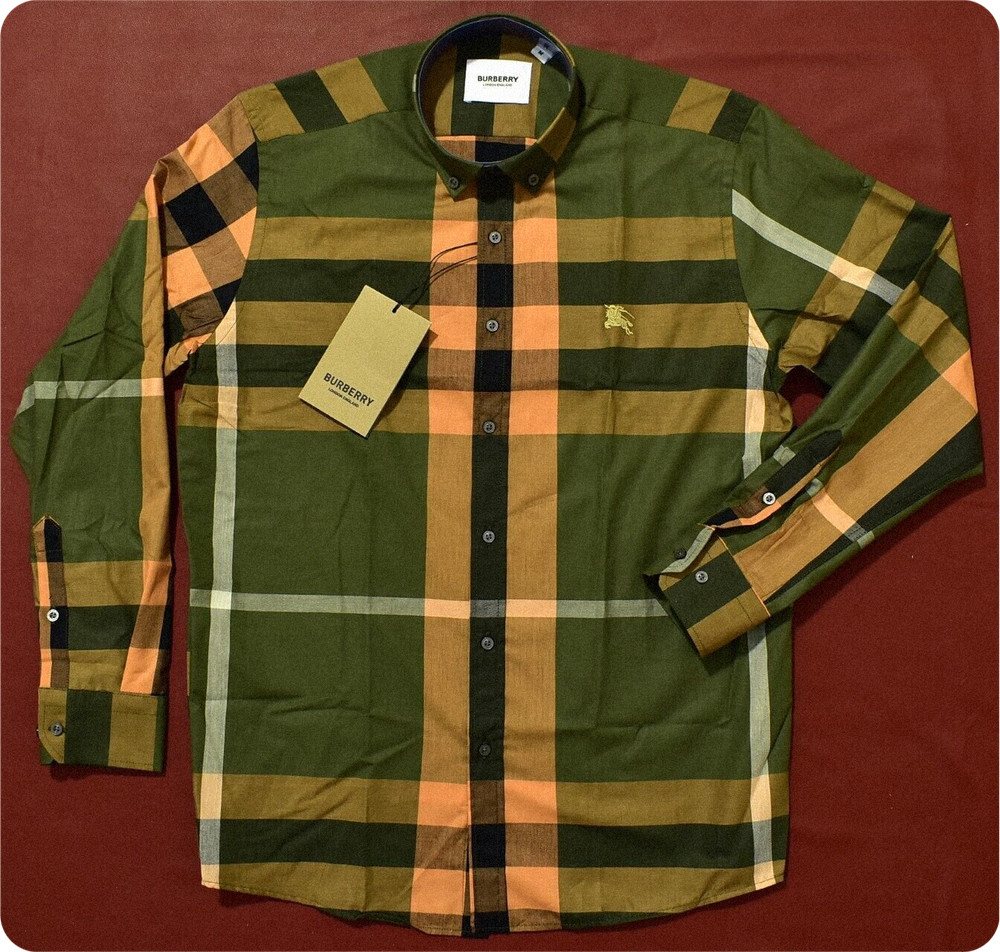 Burberry Men's Black Shirt American Slim Fit All Size Button Down Casual Shirt