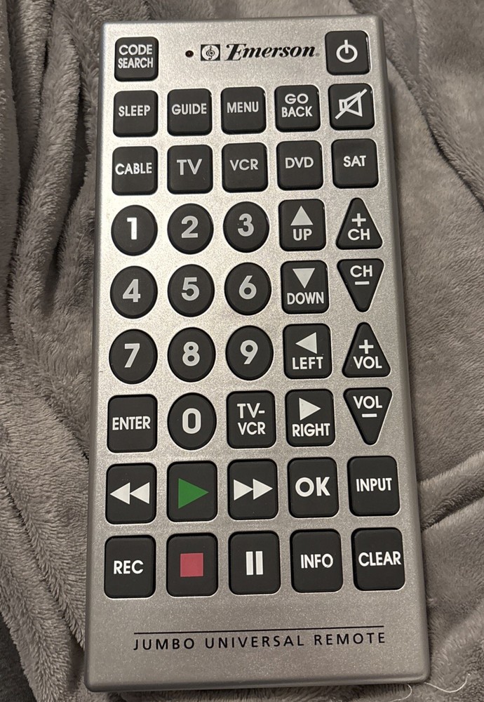 JUMBO Universal Television Remote Control Large Buttons Emerson Programmable