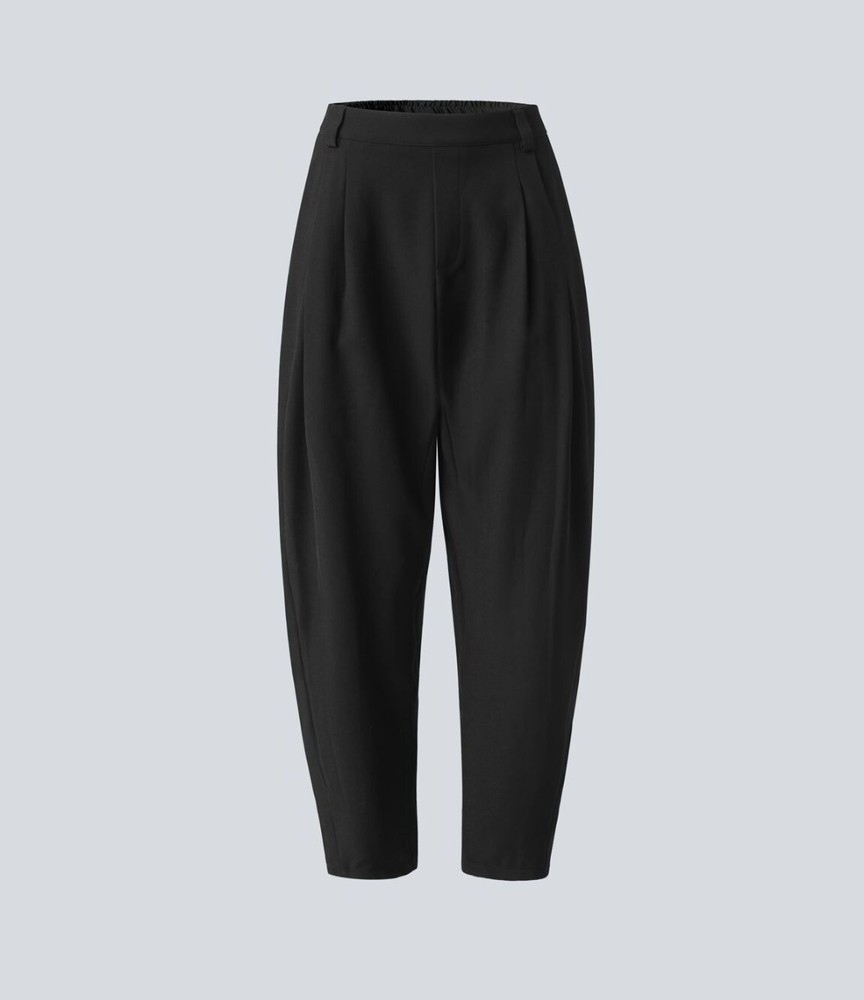 NWOT HALARA Black Relaxed Fit Womens Pants Elastic Waistband Loop Detail