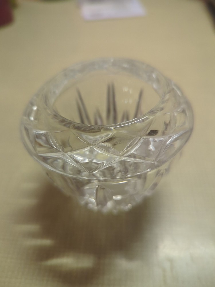 Vintage Round Cut Crystal Glass Tea Light Candle Holder 3.25 Inch