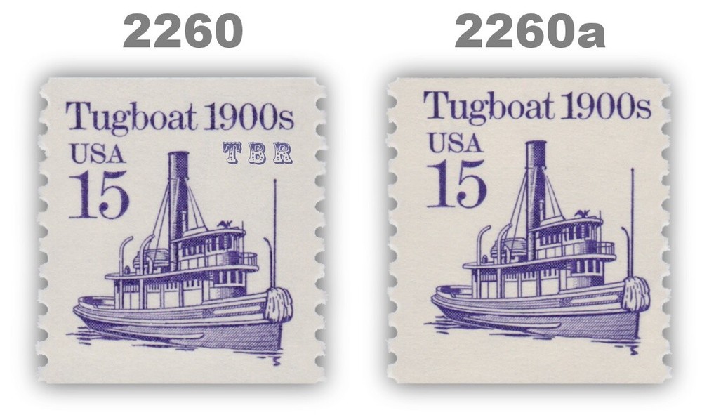 2260 2260a Tugboat 1900s 15c Tagging Variety Set MNH Transportation Stamps for Sale-image