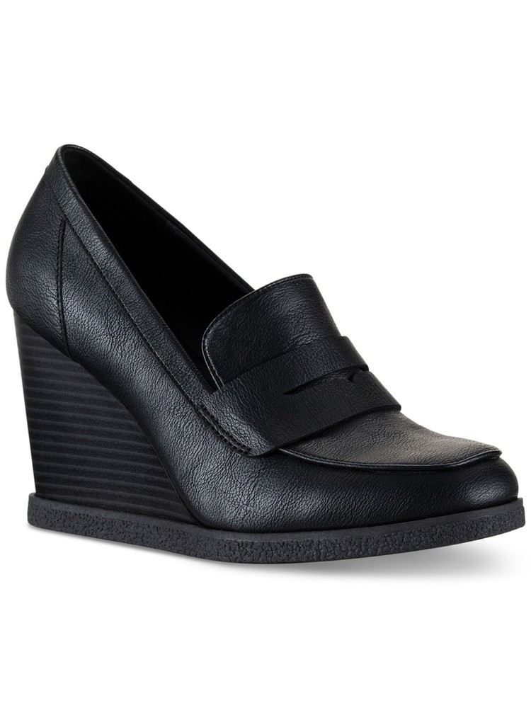 Mocasines de tacón SUN STONE negros Penny Keeper at Vamp Wedge 10