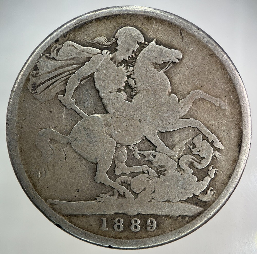 1889 Victoria One Crown Silver Coin Collectible Fine Grade