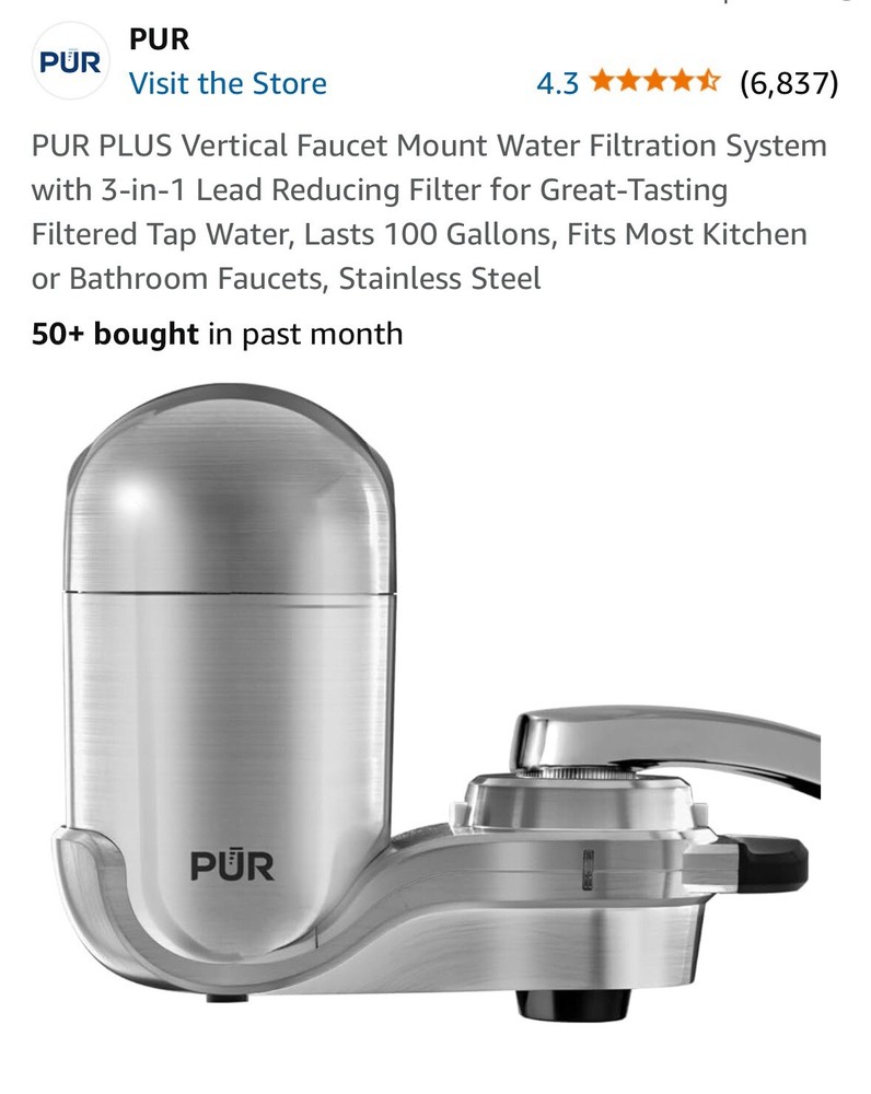 PUR PLUS Vertical Faucet Mount Water Filtration System with 3-in-1 Lead Reducing