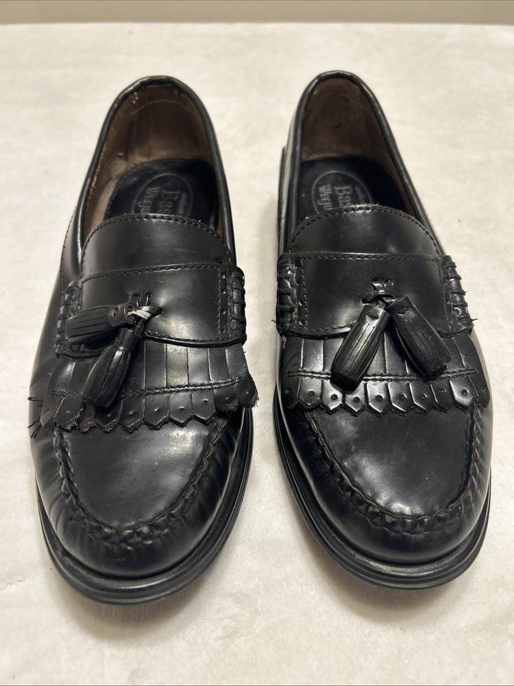 Bass Weejuns Men's 7.5 M Black Barnett Leather Tassel Loafers Slip On Dress