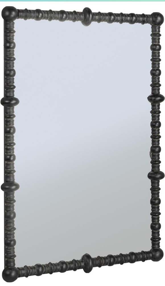 Chic Black Wood Beaded Dowel Frame Mirror by Creative Co-Op