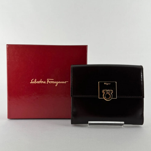 Salvatore Ferragamo Brown Leather Bi-fold Compact Wallet 2608