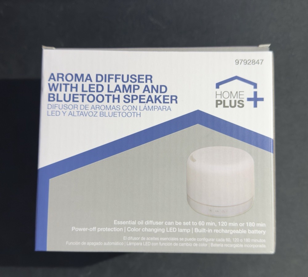 Home Plus Aroma Diffuser with LED Light and Bluetooth Speaker 9792847 New