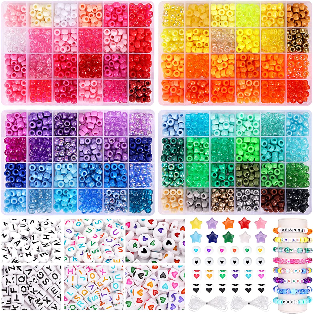 96-Color 3000Pcs Pony Beads Kit for DIY Friendship Bracelets and Rainbow Crafts