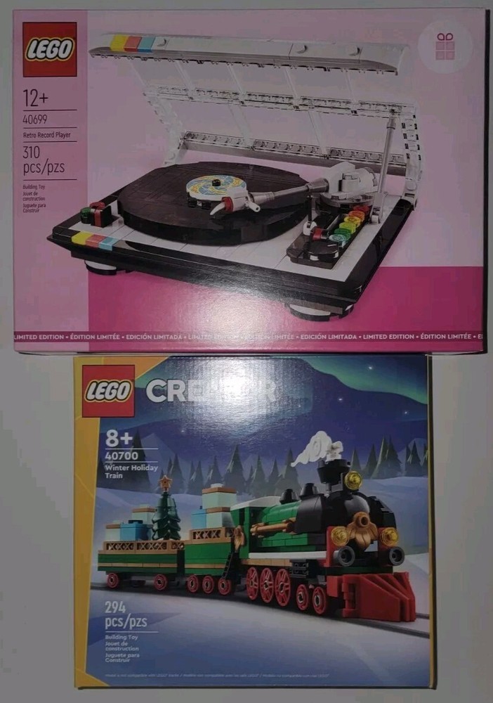 LEGO Retro Record Player 40699 & Winter Holiday Train 40700 New Sealed Set