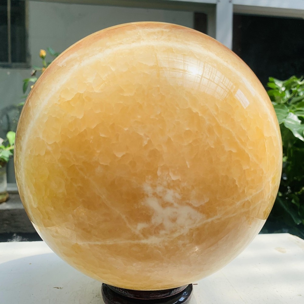 24.24LB natural yellow Calcite sphere quartz crystal polished ball healing