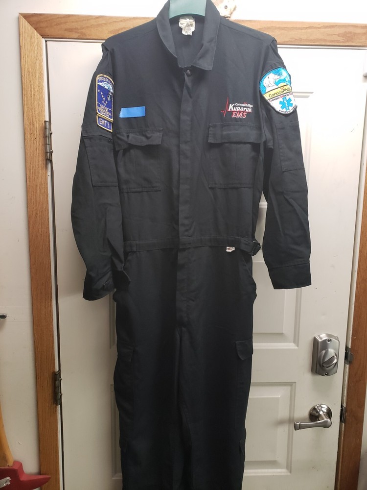 Topp First Responder NOMEX COVERALL Black, with nice patches, Size XL-R