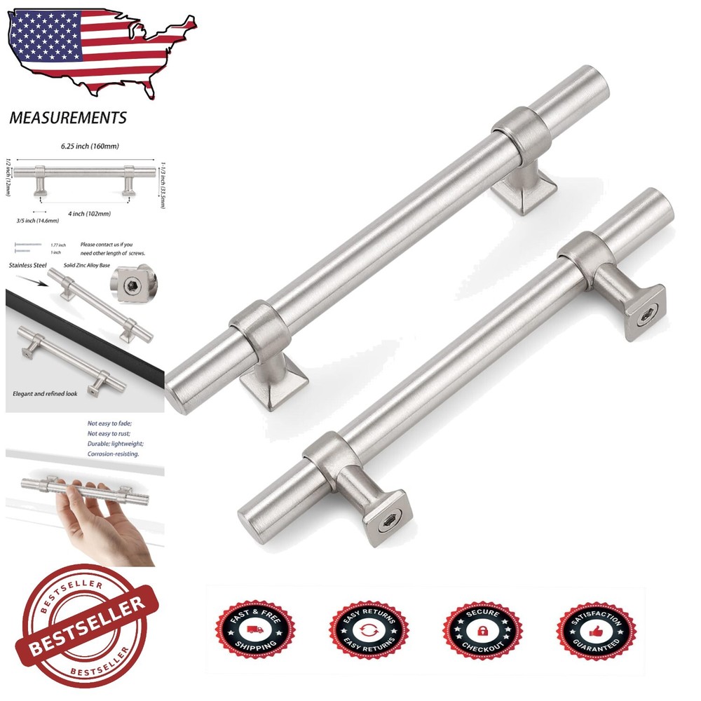 Premium 30 Pack Brushed Nickel Cabinet Handles - Easy Install & Durable Design