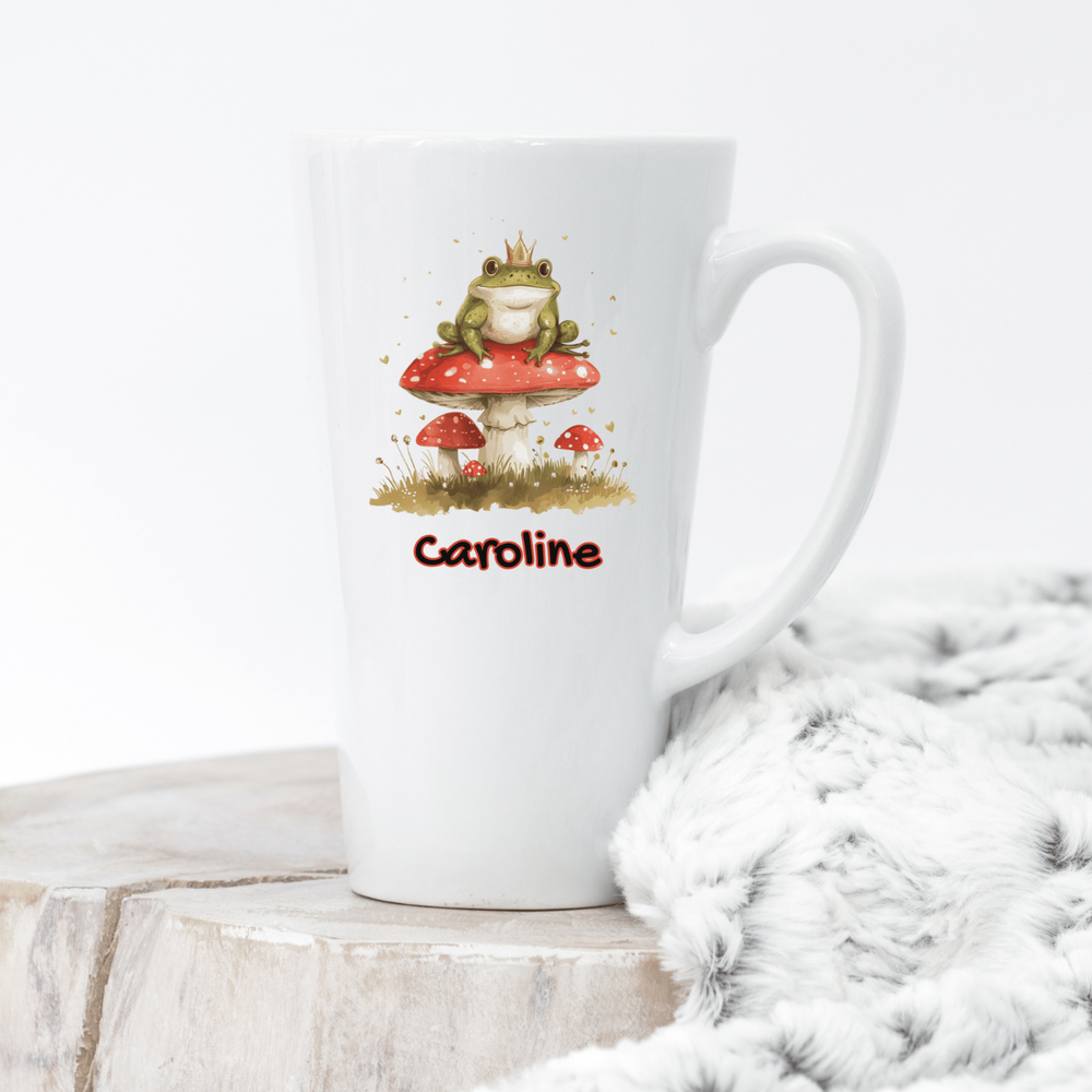 Custom 17oz Ceramic Frog & Mushroom Latte Mug by Mugzan - Personalizable