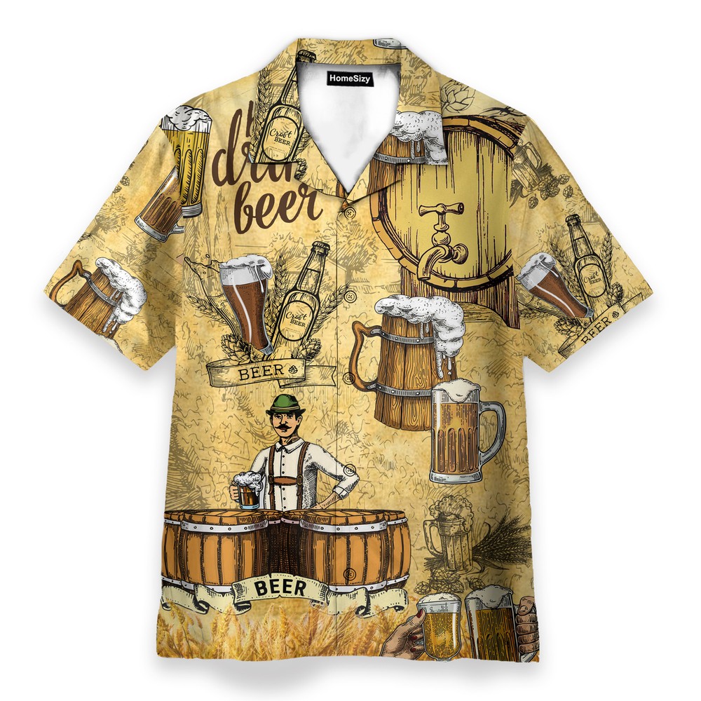 Drink Beer Mens Buttons Up Shirts   Hawaiian Shirt
