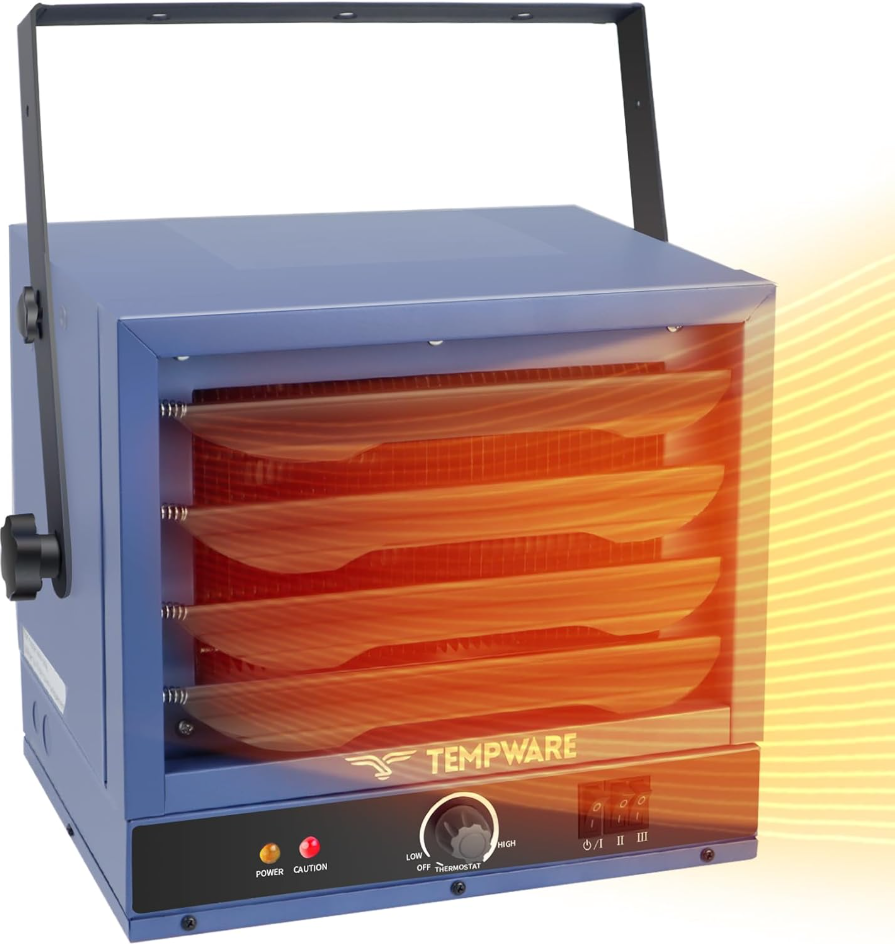 Electric Garage Heater, 5000-Watt Ceiling Mount Shop Heater with 3 Heat Levels