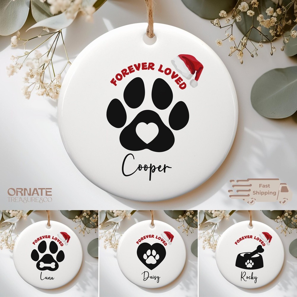 Personalized Dog Paw Ornament Forever Loved Dog Ornament Pet Memorial Gifts Dog