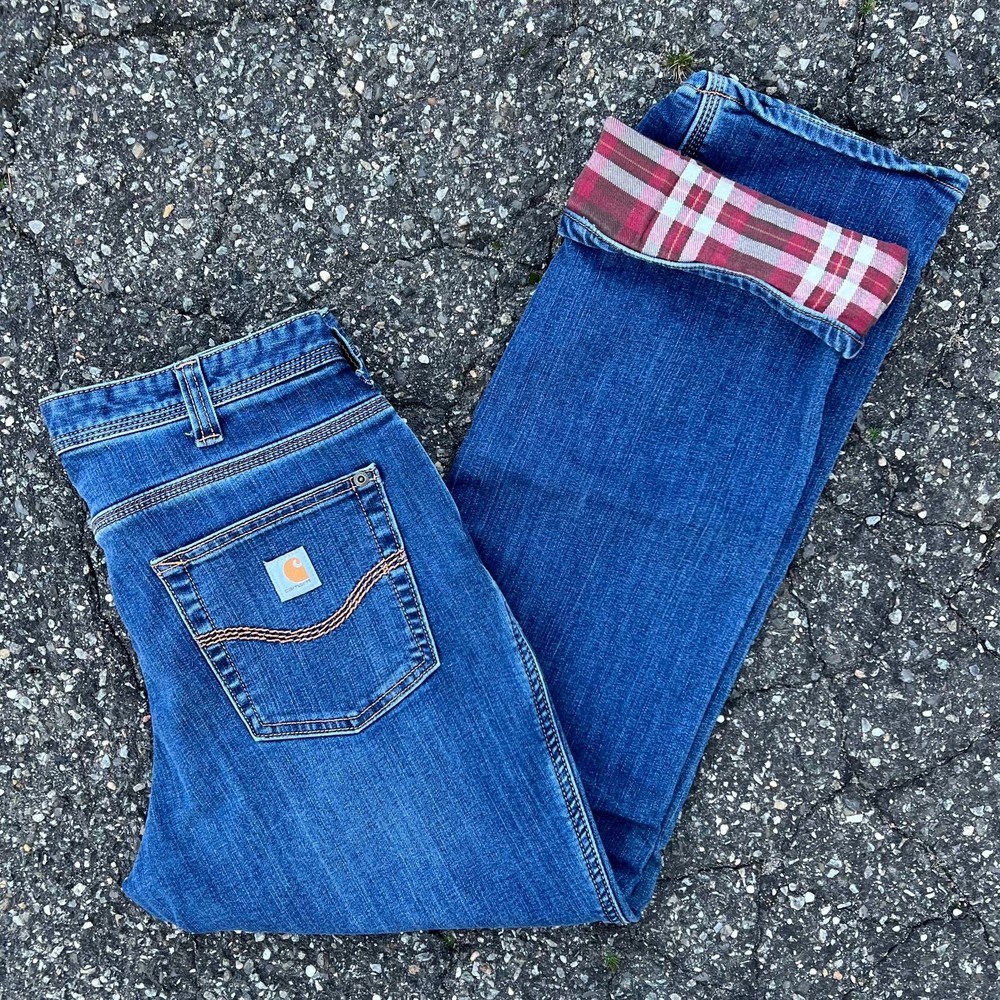 Винтажный y2k carhartt фланелевой подкладки джинсовой ткани синие джинсы работы носить плотник брюки