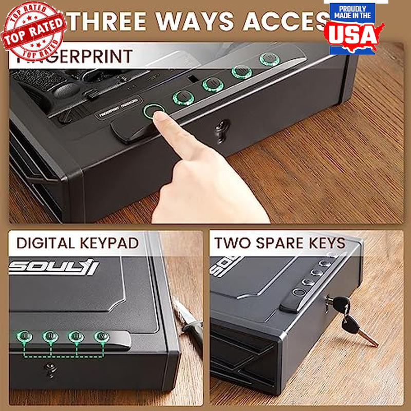 Biometric Gun Safe Digital Keypad Pistols Quick Access Overall Anti Pry Steady-image