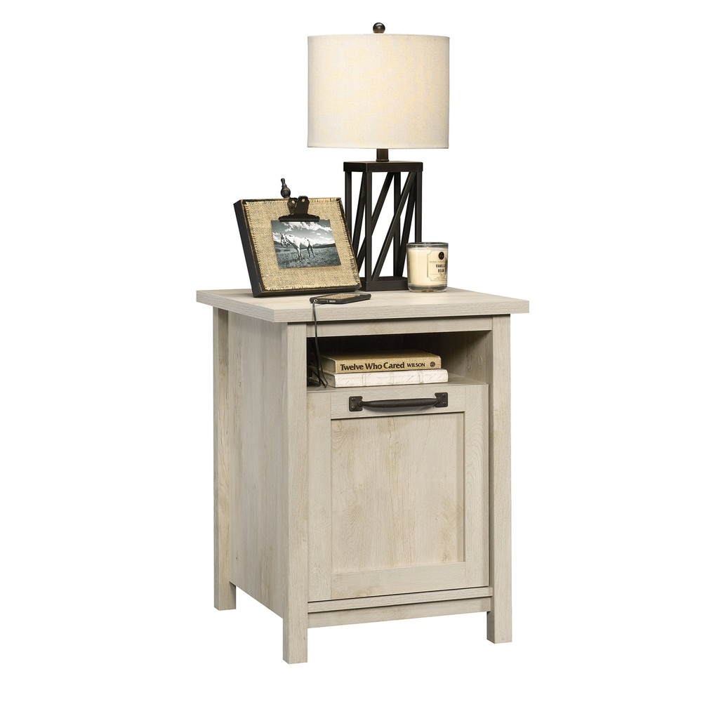 Modern Farmhouse USB Nightstand, Rustic White Finish