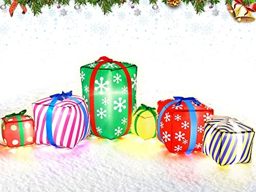 9 ft Long Christmas Giant Inflatable Gift Boxes with LED Lights Outdoor