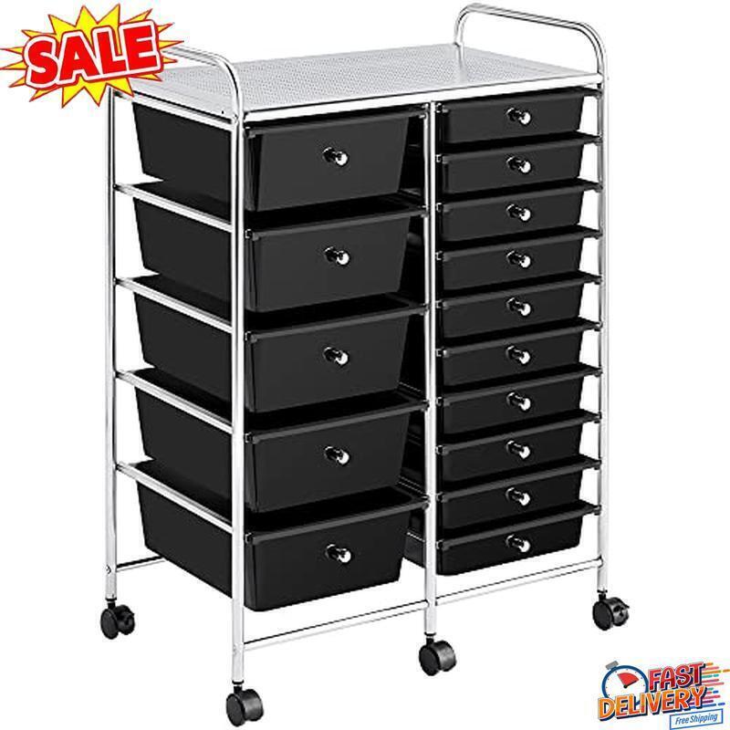 New 15-Drawer Rolling Storage Cart Mobile Organizer for Office or Home Use