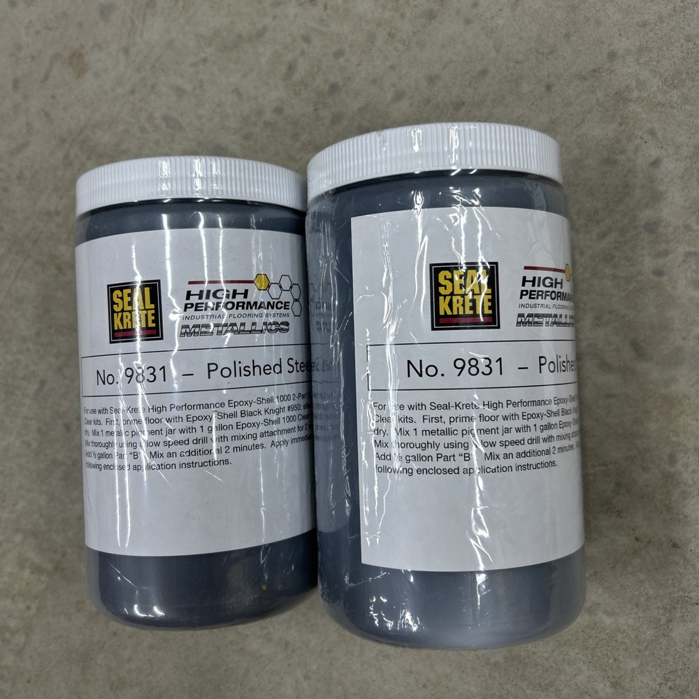 Lot of 2 Seal Krete No. 9831 Polished Steel Metallic Powder For Epoxy Flooring