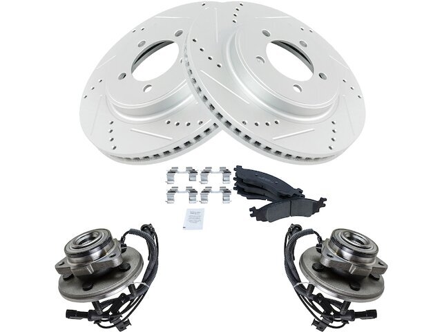 Front Brake Pad and Rotor and Wheel Hub Kit fits Explorer Sport Trac 46DDFR