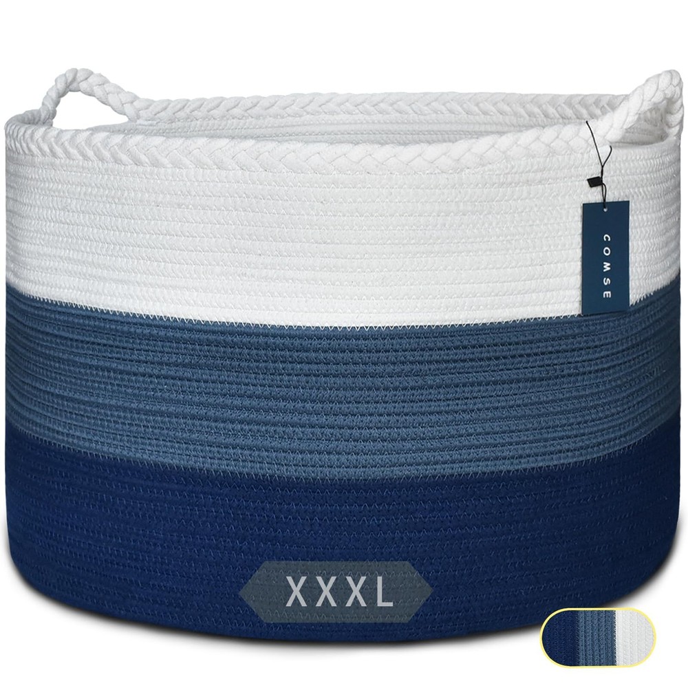 COMSE Extra Large Blanket Basket, Storage Basket, Laundry Basket, 21.7”x 13.8...
