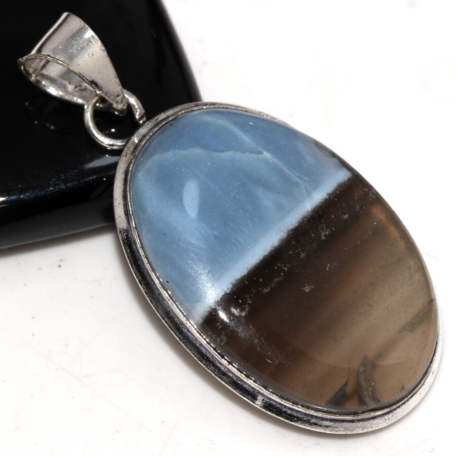 925 Silver Plated Owhyee Blue Opal Ethnic Pendant Handmade Jewelry Size 2