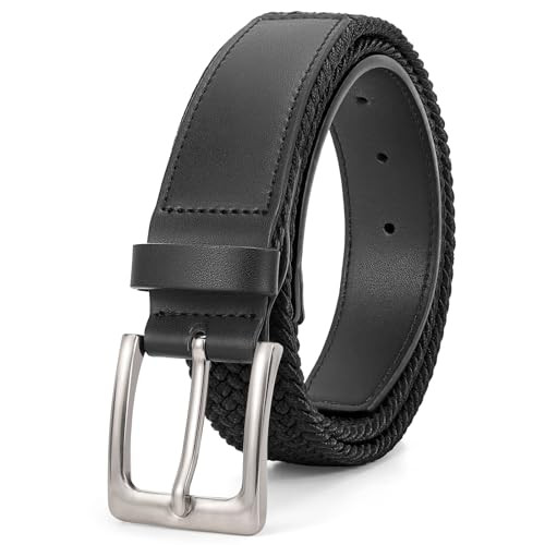 Elastic Braided Leather Belt Mens for Wasit 32