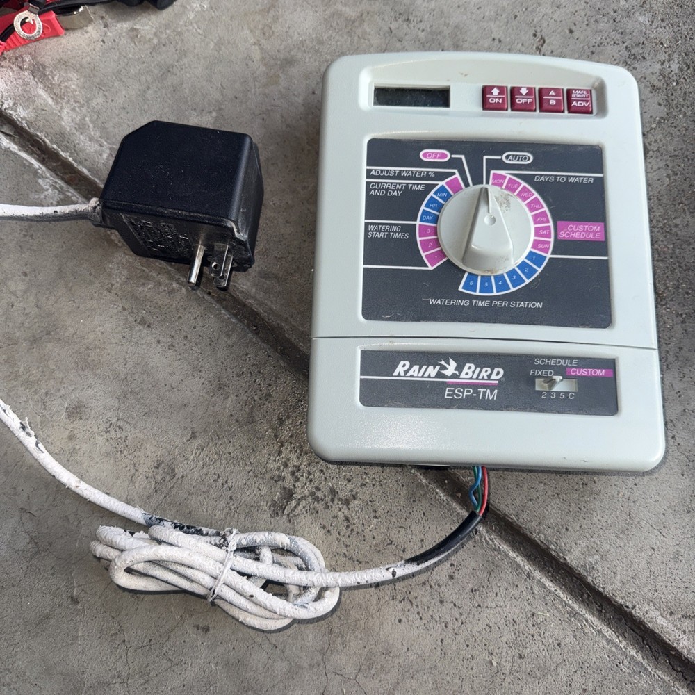 Rain Bird ESP-TM 6-Zone Digital Irrigation Controller with AC Transformer Charger